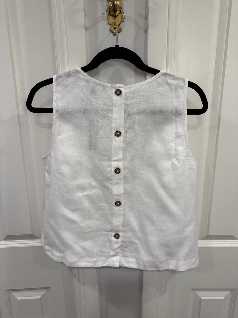 J. Crew White Linen Sleeveless Boxy Cropped Tank - Picture 2 of 4